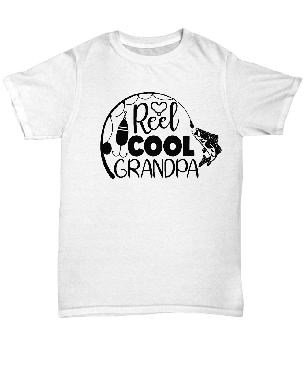 Reel cool Grandpa, white, funny, T-shirt, Tee, Unisex – Big Al's