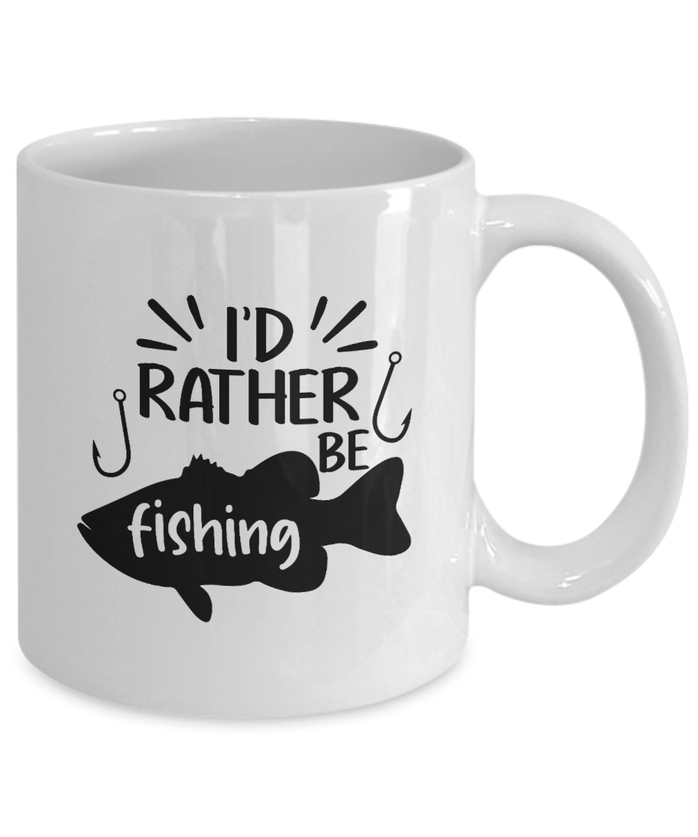 I'd rather be fishing. 11oz mug, white