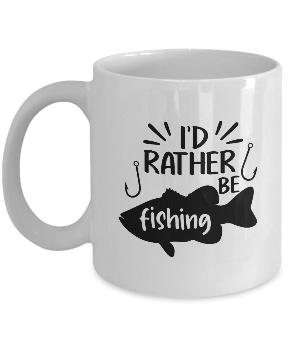 I'd rather be fishing. 11oz mug, white