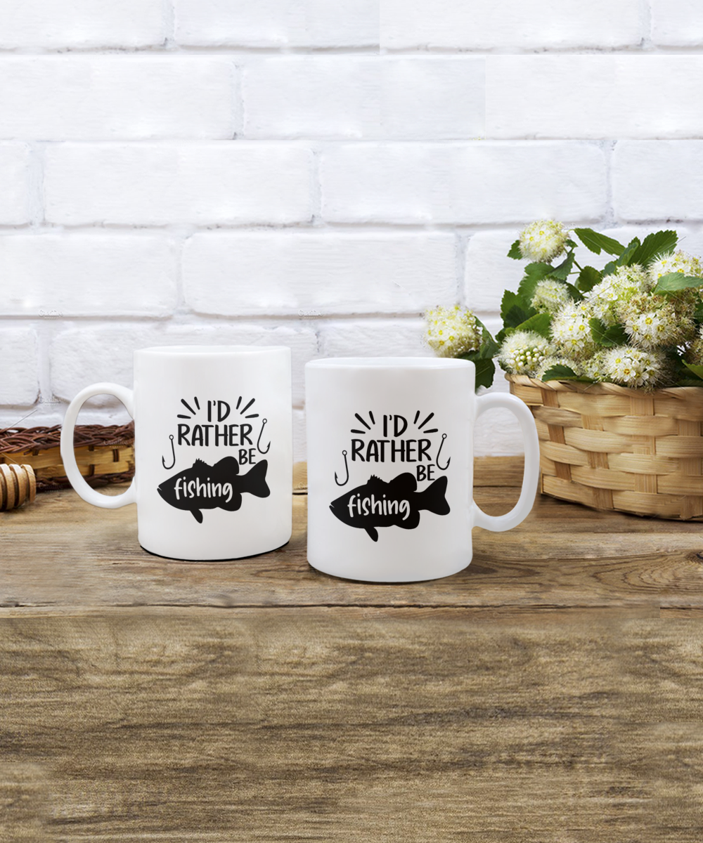 I'd rather be fishing. 11oz mug, white